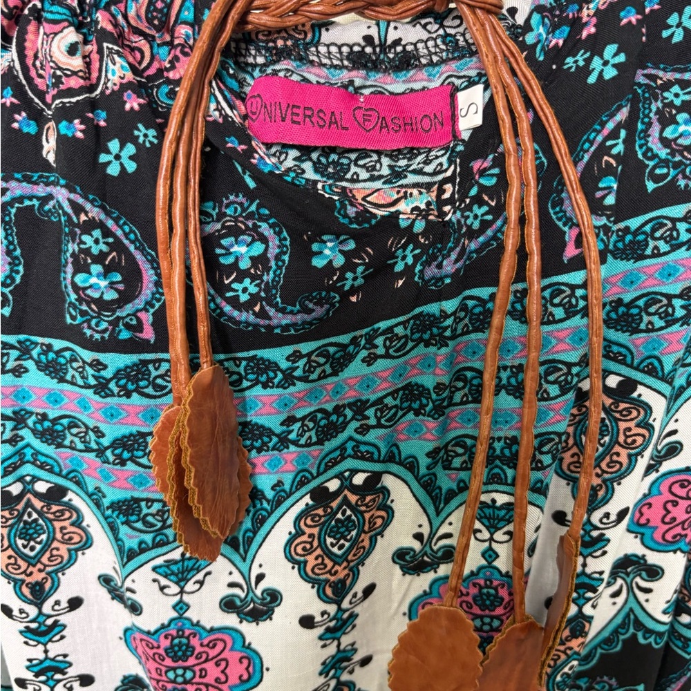Bohemian Teal & Black Printed Jumpsuit - Picture 5 of 12